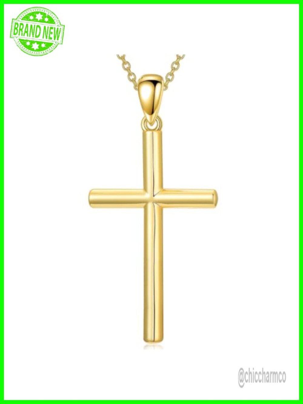 18K Gold Cross Pendant Necklace Minimalist Religious Jewelry Gift